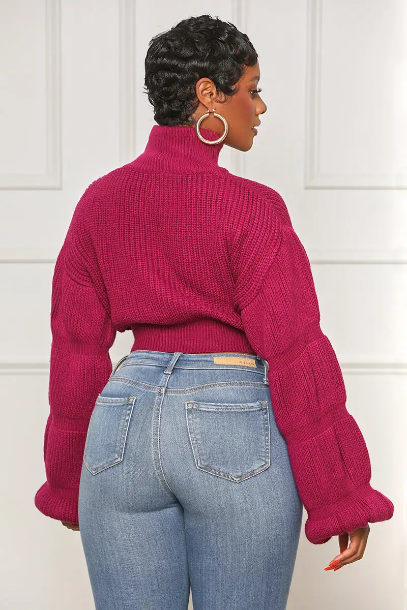 Burst Your Bubble Cropped Sweater (Fuchsia)- FINAL SALE