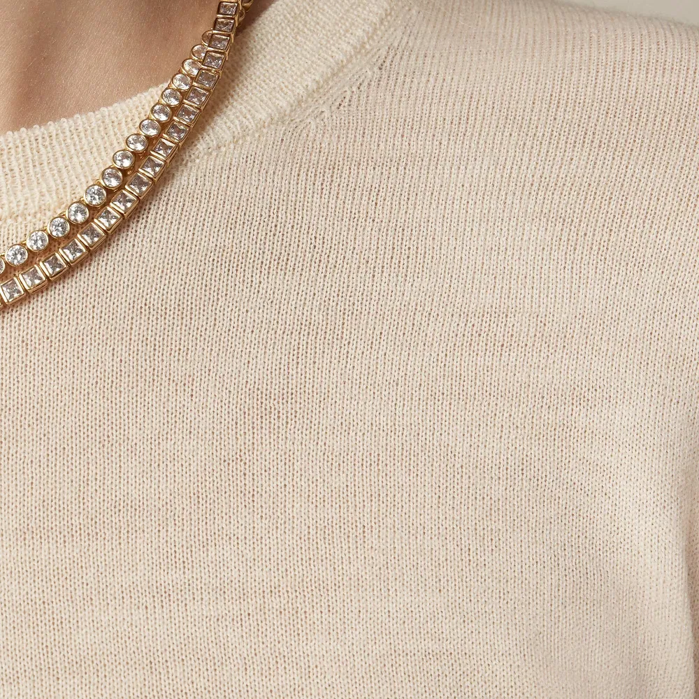 Ribbed cashmere cropped crewneck sweater