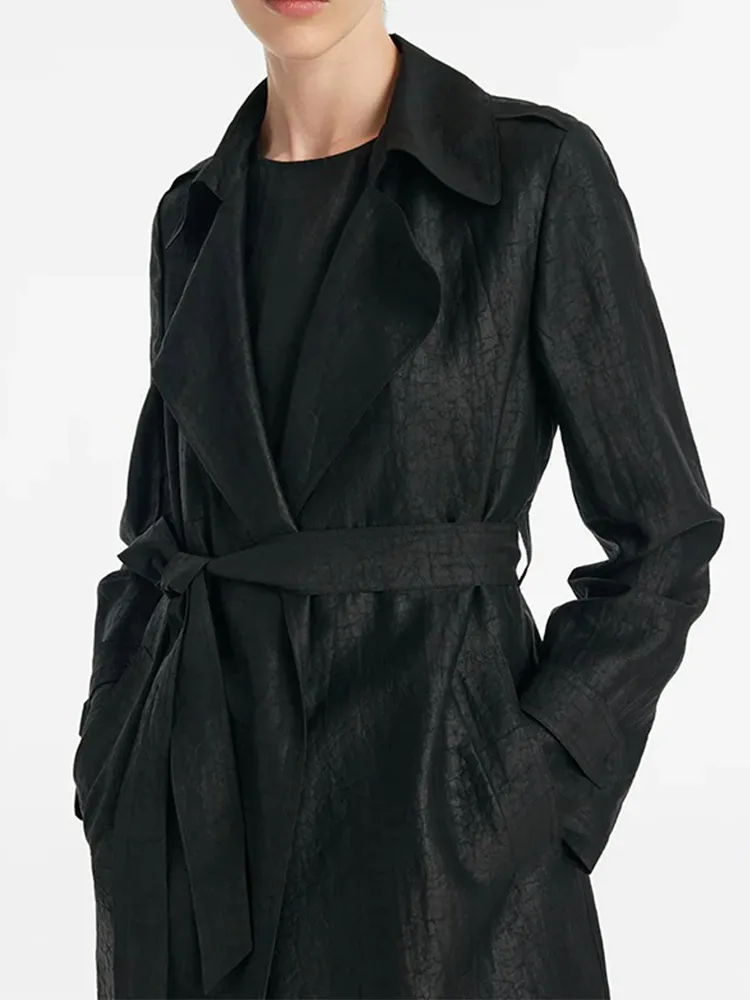 Silk Women Trench Coat With Belt