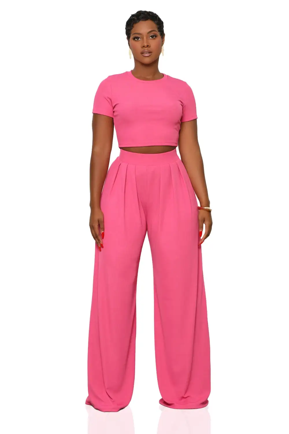 Modern Muse Wide Leg Pants Set (Pink)