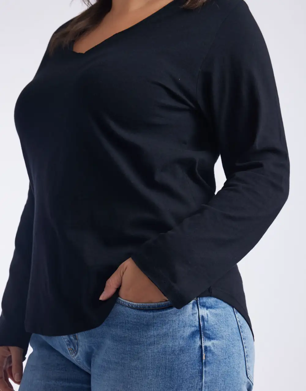 Original V-Neck Long Sleeve T-Shirt - Navy