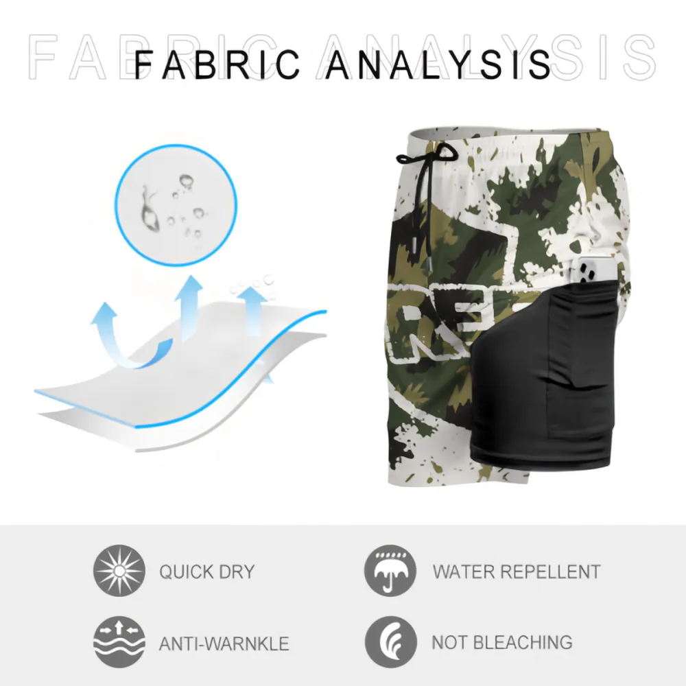 FREE Shield Army Green Camouflage Sports Beach Shorts