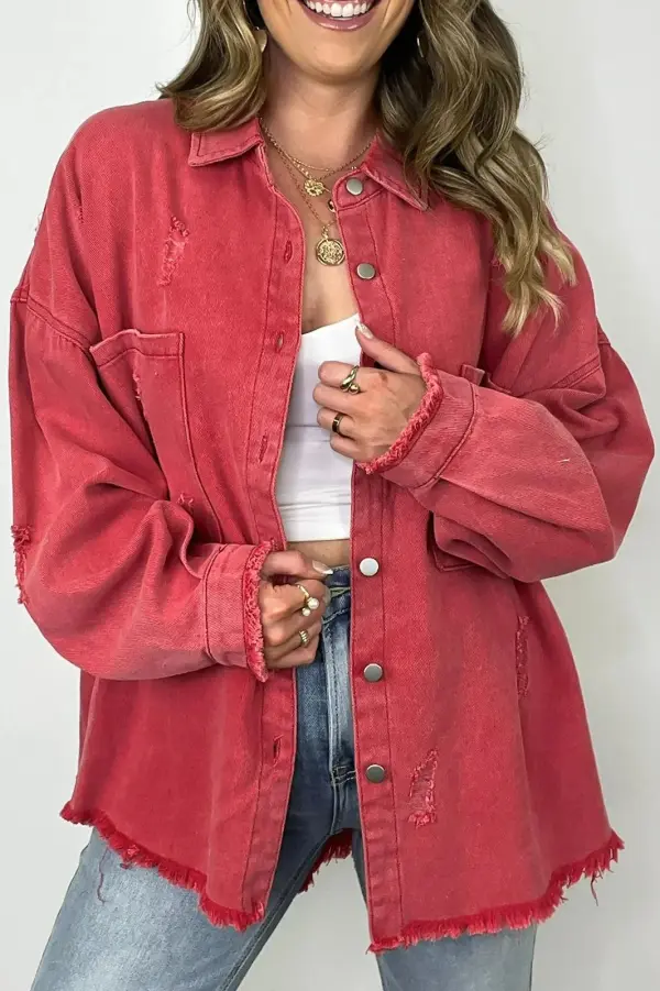 Oversized Distressed Denim Jacket