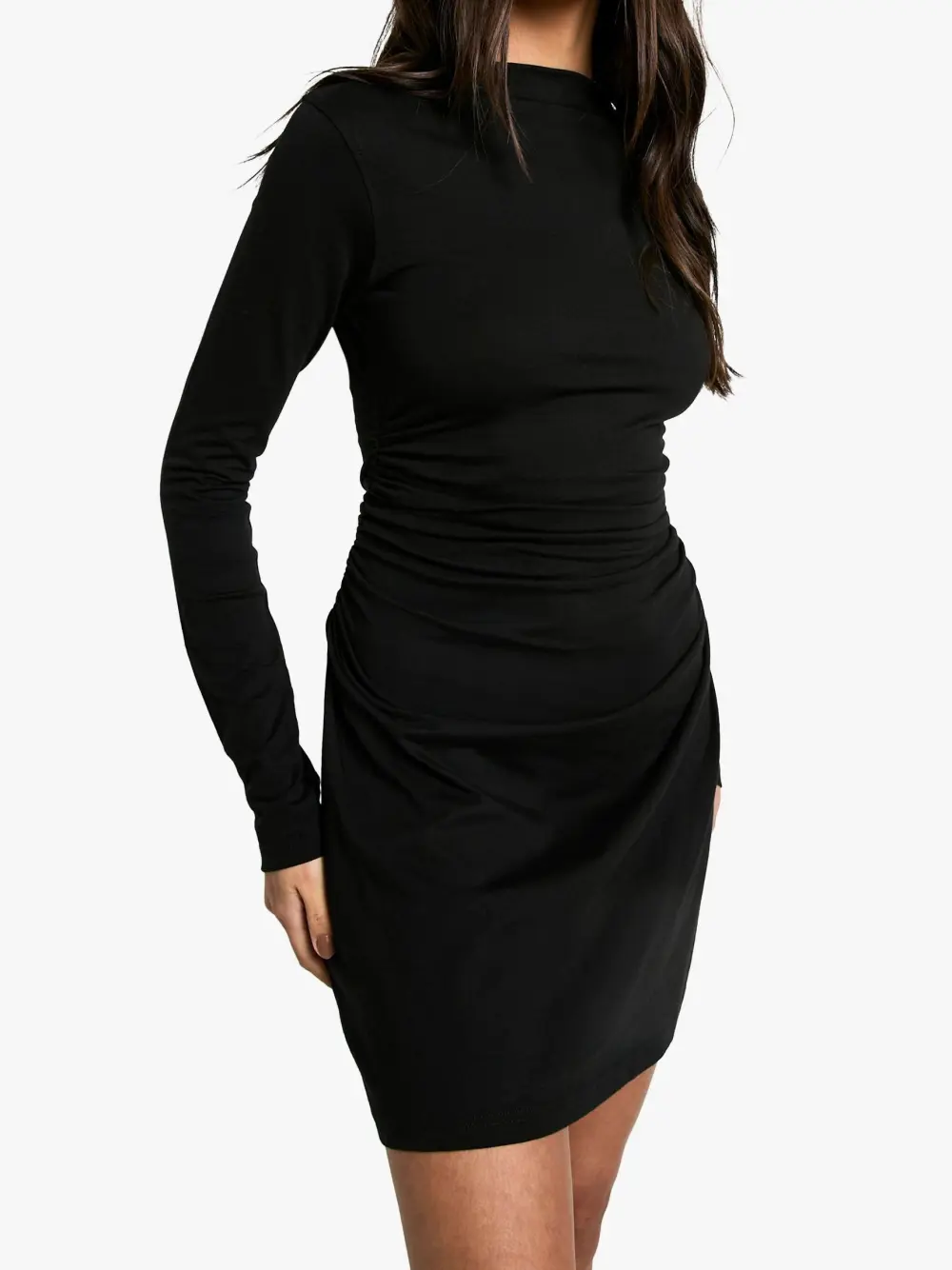 RUCHED SHOULDER PAD T-SHIRT MINI DRESS