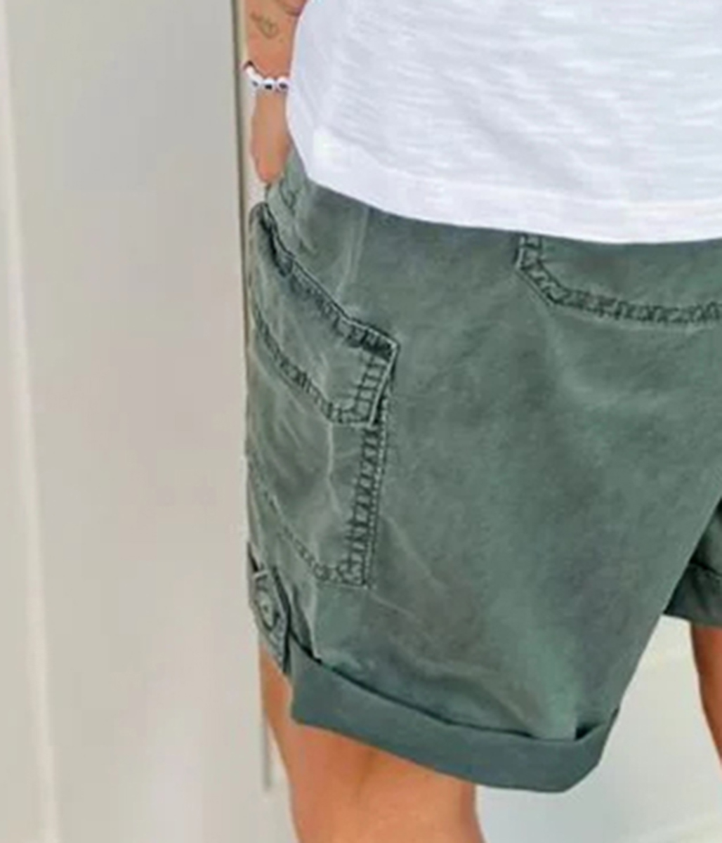 Khaki Long Cargo Shorts