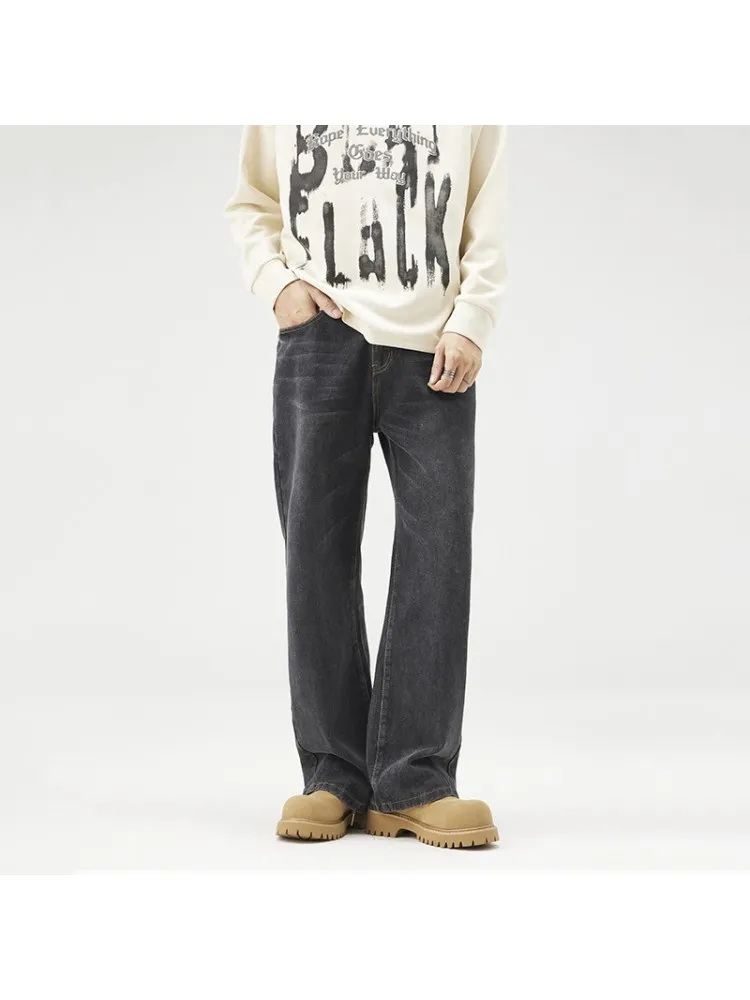 Washed Wide Leg Mid-rise Men's Jeans