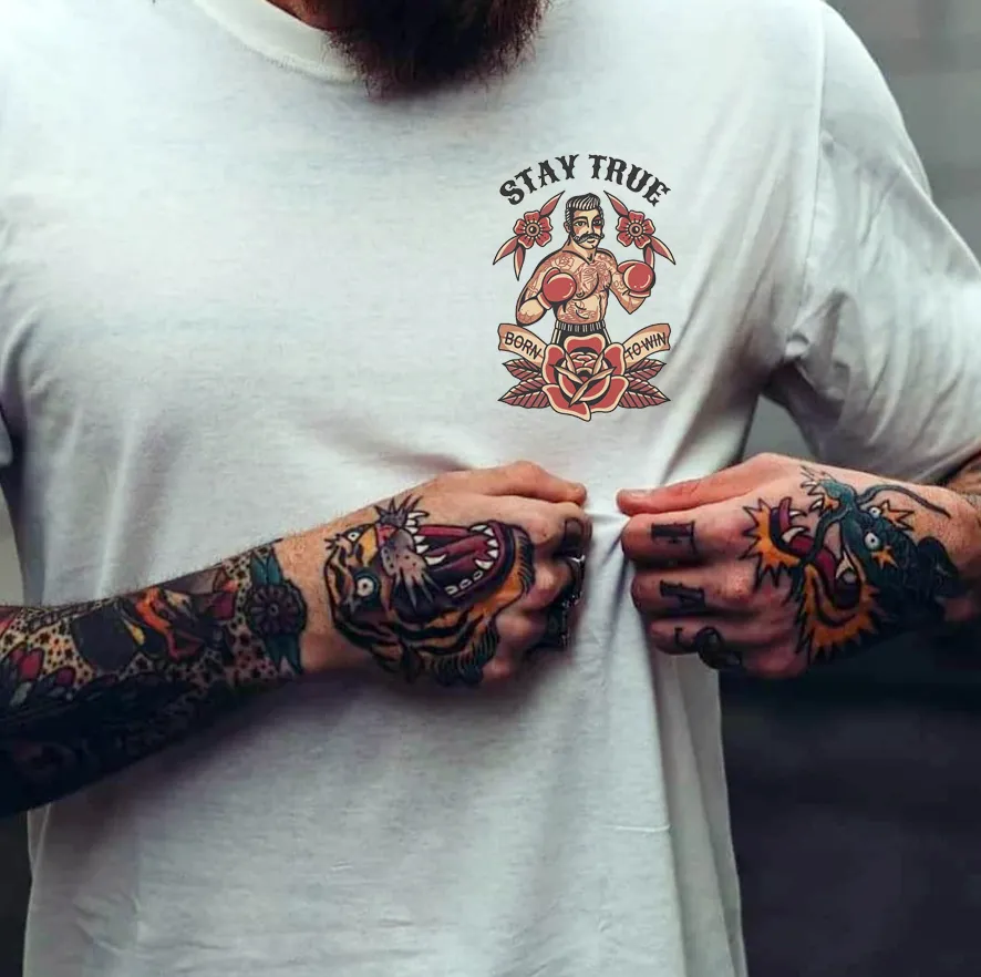 Stay True Born To Win Boxer Printed T-shirt