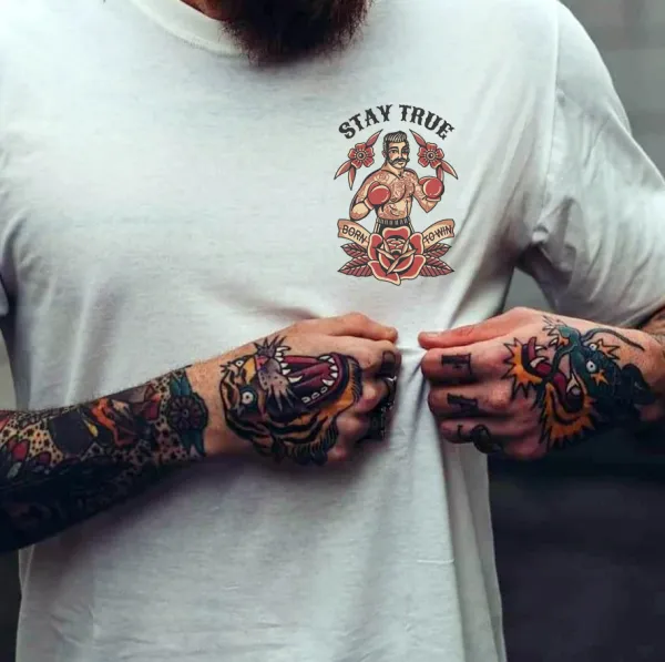 Stay True Born To Win Boxer Printed T-shirt