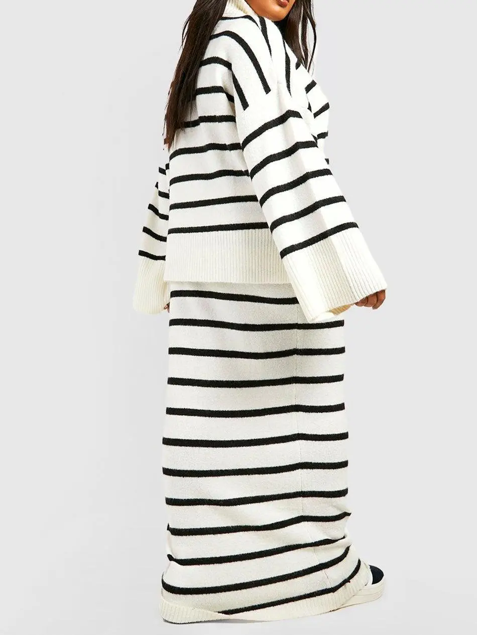 PLUS SOFT KNIT STRIPE SKIRT