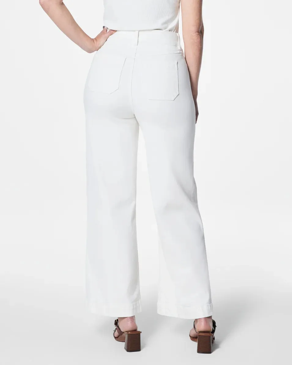 Cropped Wide Leg Jeans With Patch Pockets