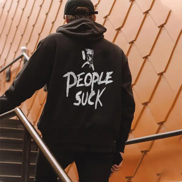 People Suck Skull Letters Print Casual Hoodie