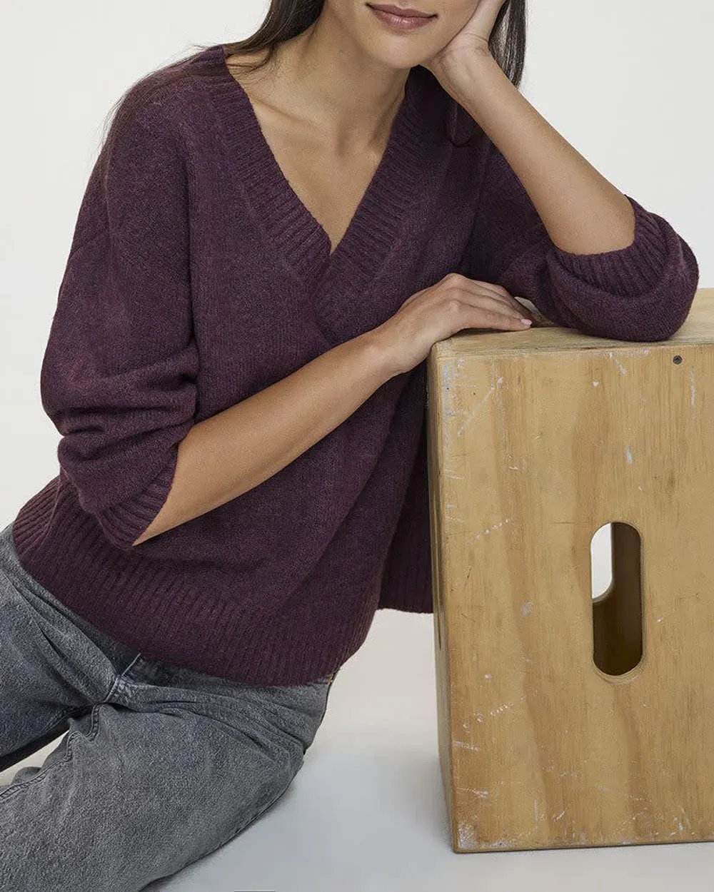 PlushSoft Long-Sleeve V-Neck Sweater