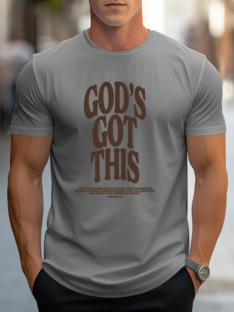 Men'S God'S Got This Pure Cotton Round-Neck Short-Sleeved T-Shirt