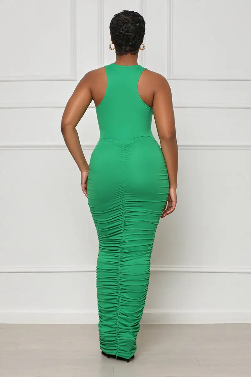 My Way Scrunch Dress (Green)-FINAL SALE