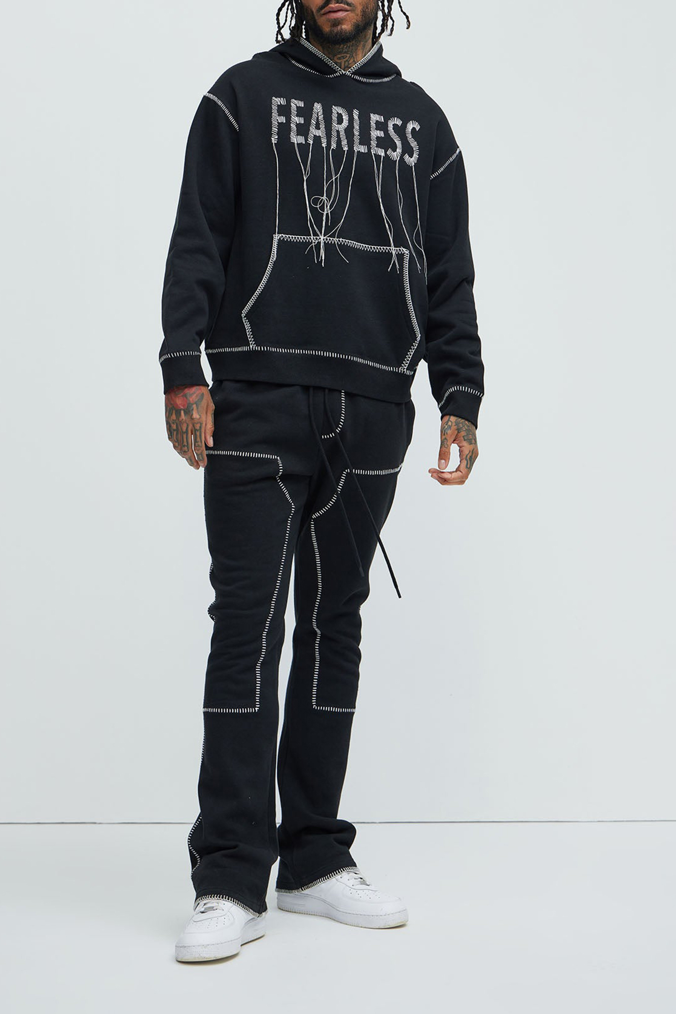 Cotton Stitch Hoodie - Black