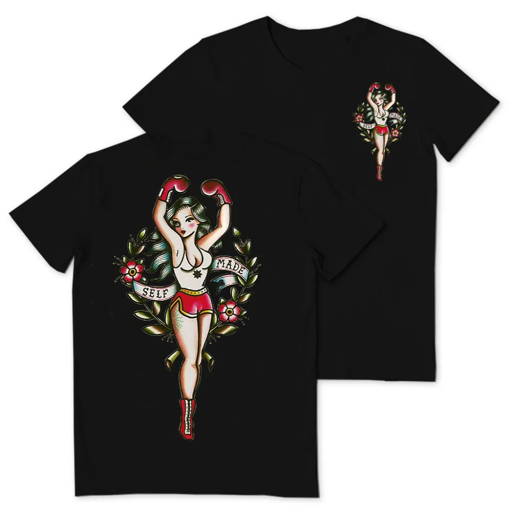 Self Made Sexy Boxing Woman Print T-shirt