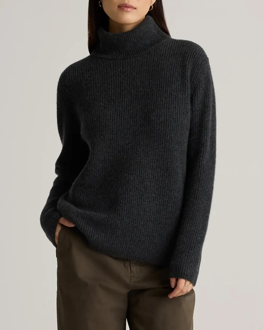 Mongolian Cashmere Fisherman Turtleneck Sweater