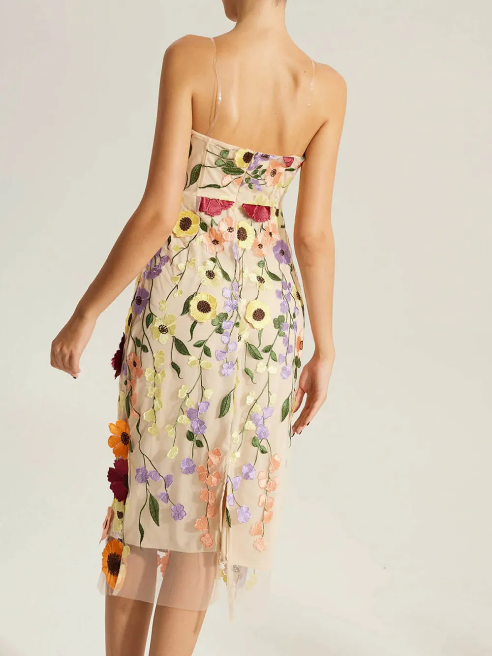 Flower Patched Cami Dress