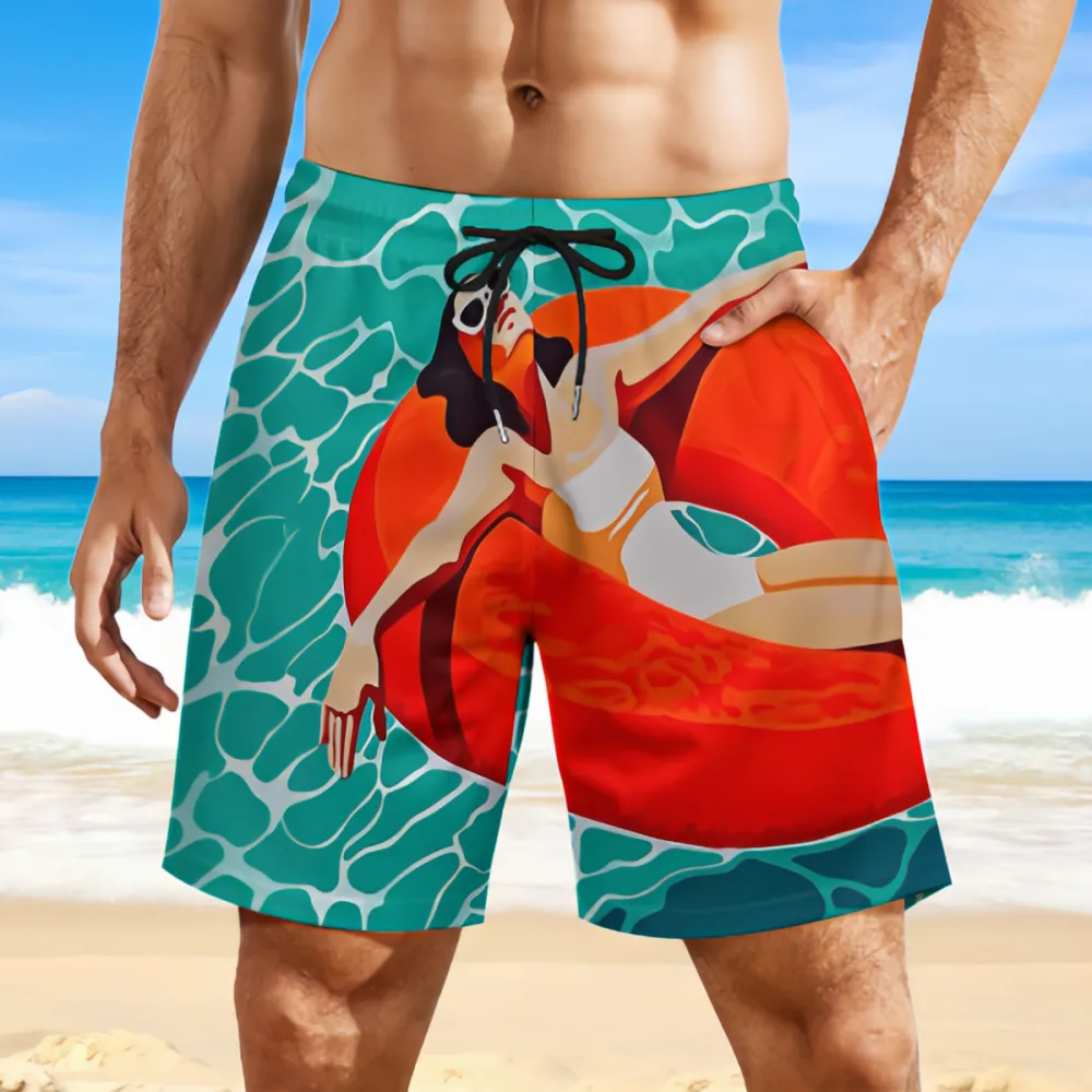 Beautiful Girl At Sea Sports Beach Shorts