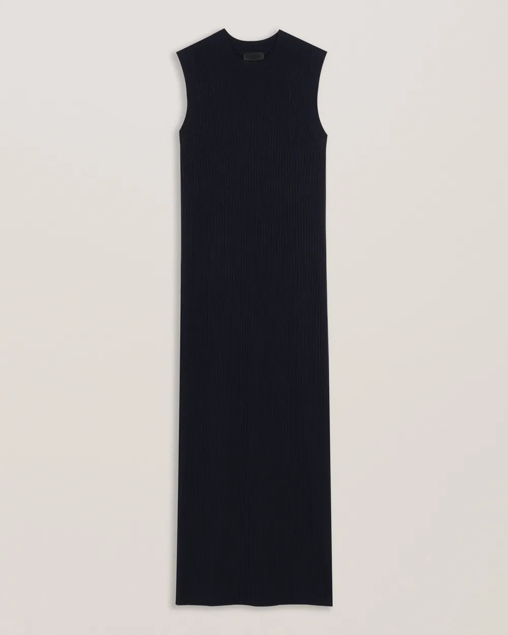 Sandiii Ribbed Crew Neck Knitted Column Maxi Dress Navy