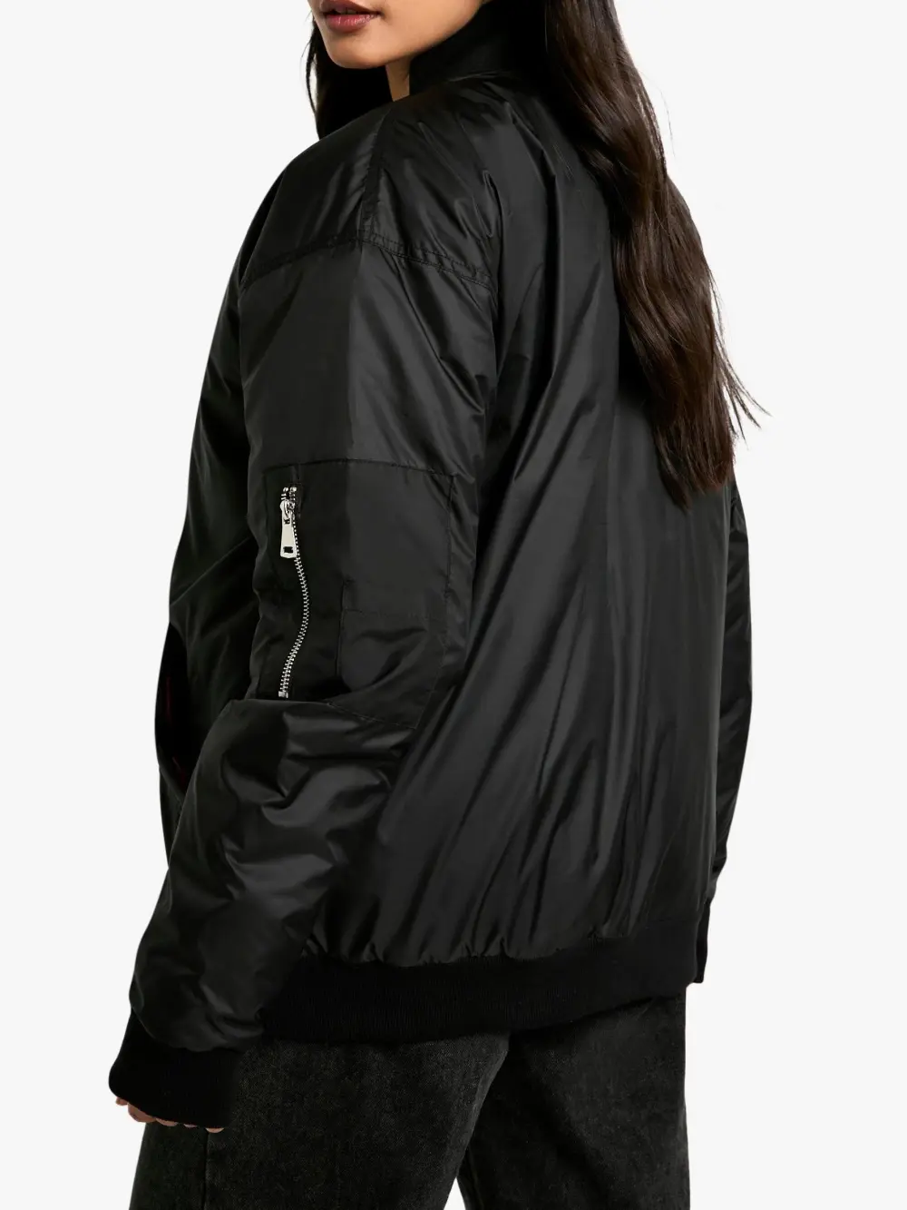 OVERSIZED CONTRAST LINING BOMBER JACKET