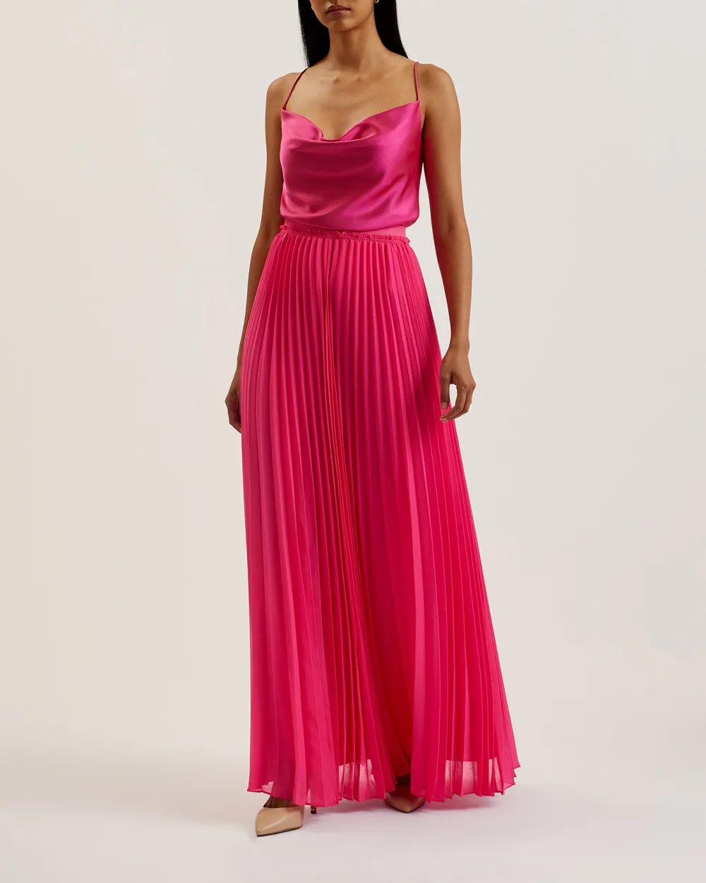 Clodi Pleated Maxi Skirt Pink