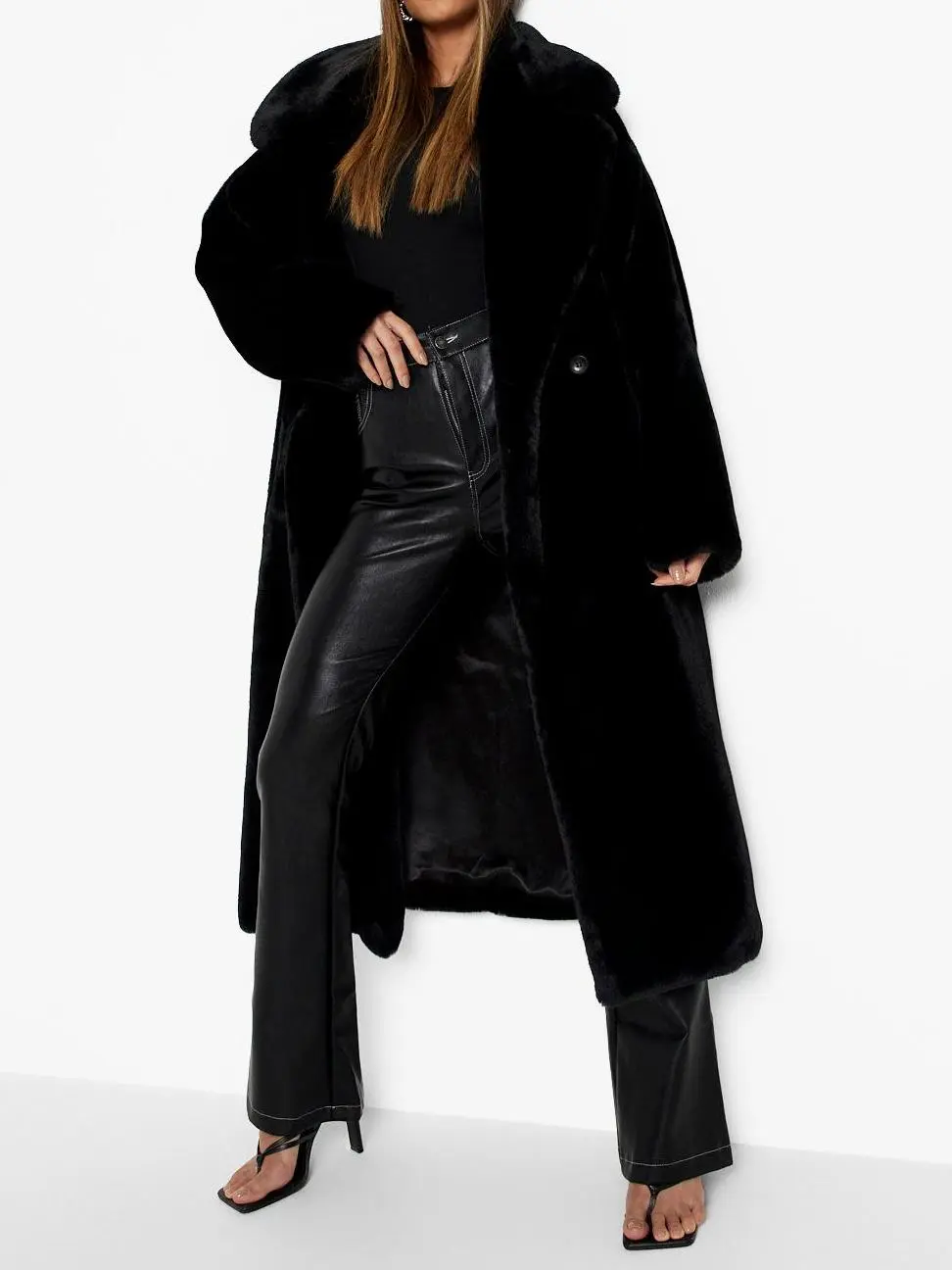 LUXE FAUX FUR LONGLINE COAT