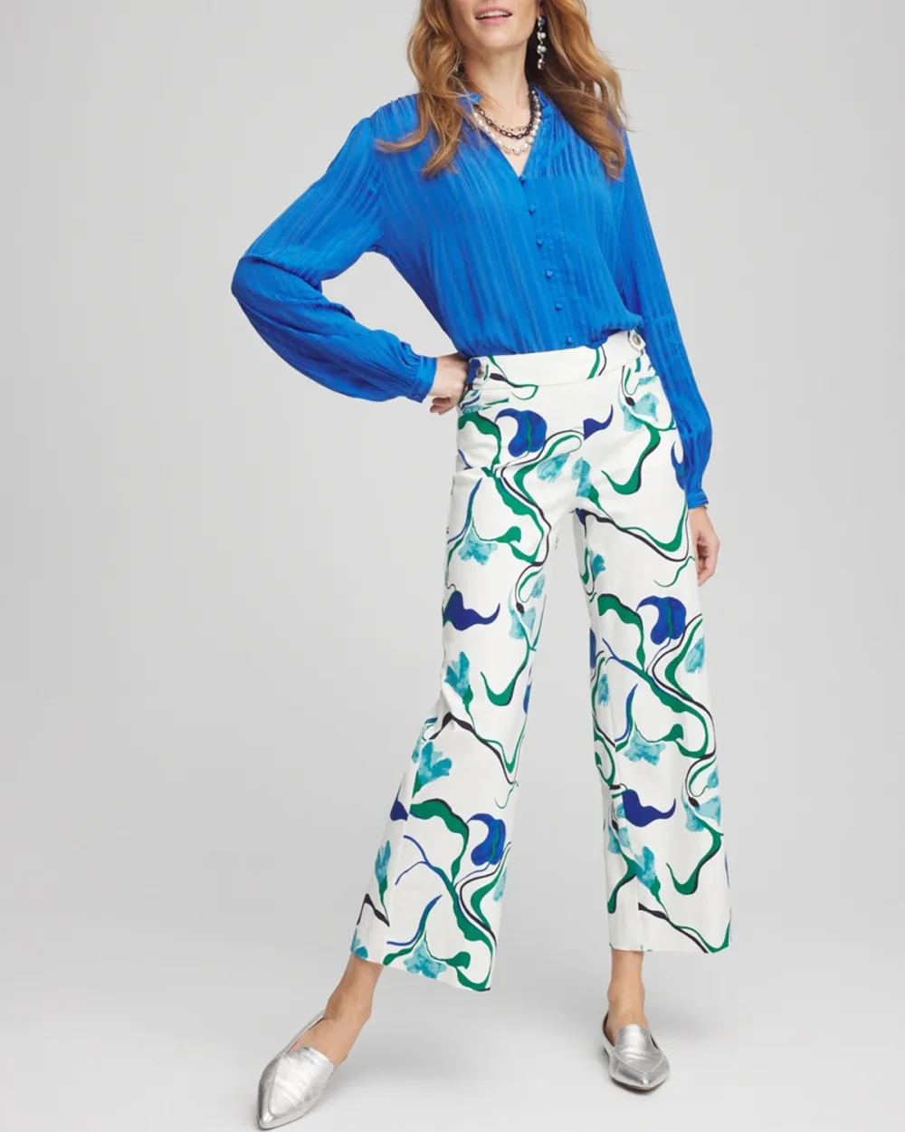 Floral Wide-Leg Cropped Pants