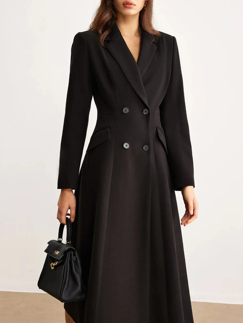 Plain Button Up Long Blazer