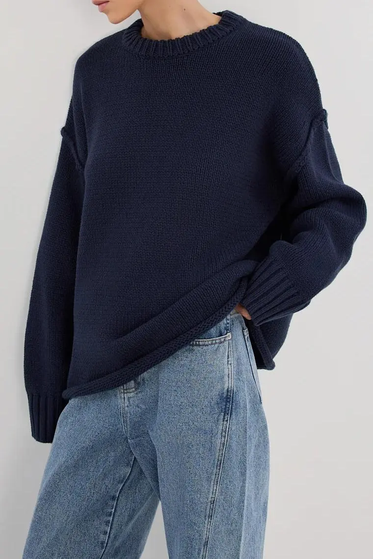 ROY NAVY LONGLINE KNIT JUMPER