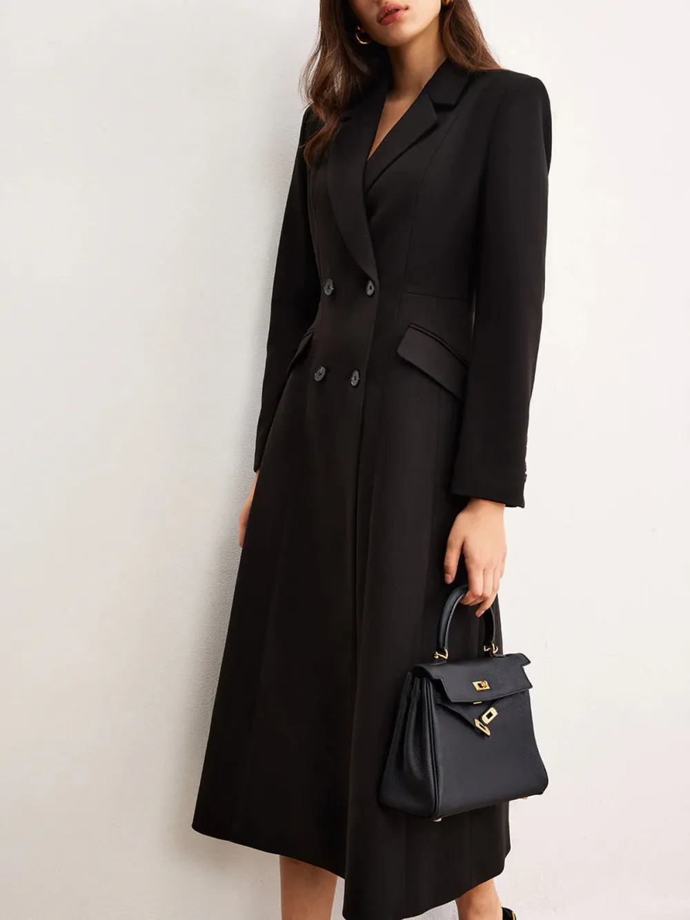 Plain Button Up Long Blazer