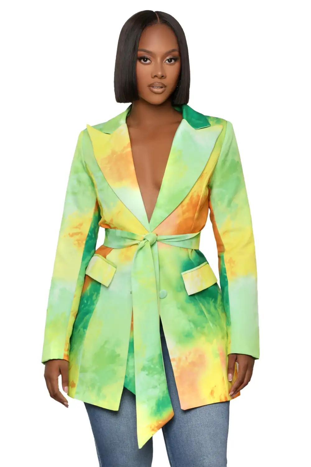 Color Flash Blazer (Green Multi)