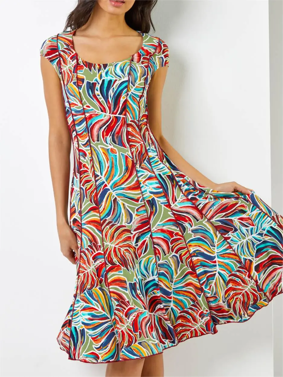 Sexy multi-color print dress