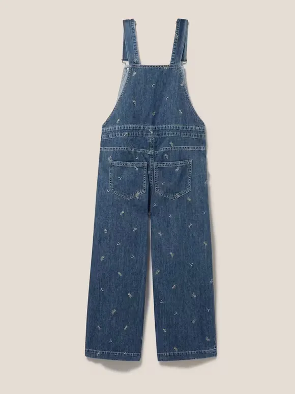 Embroidered Crop Dungaree