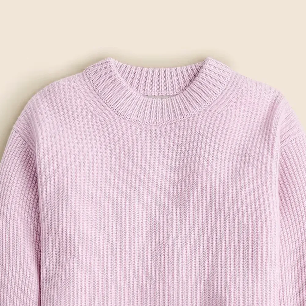 Ribbed cashmere cropped crewneck sweater