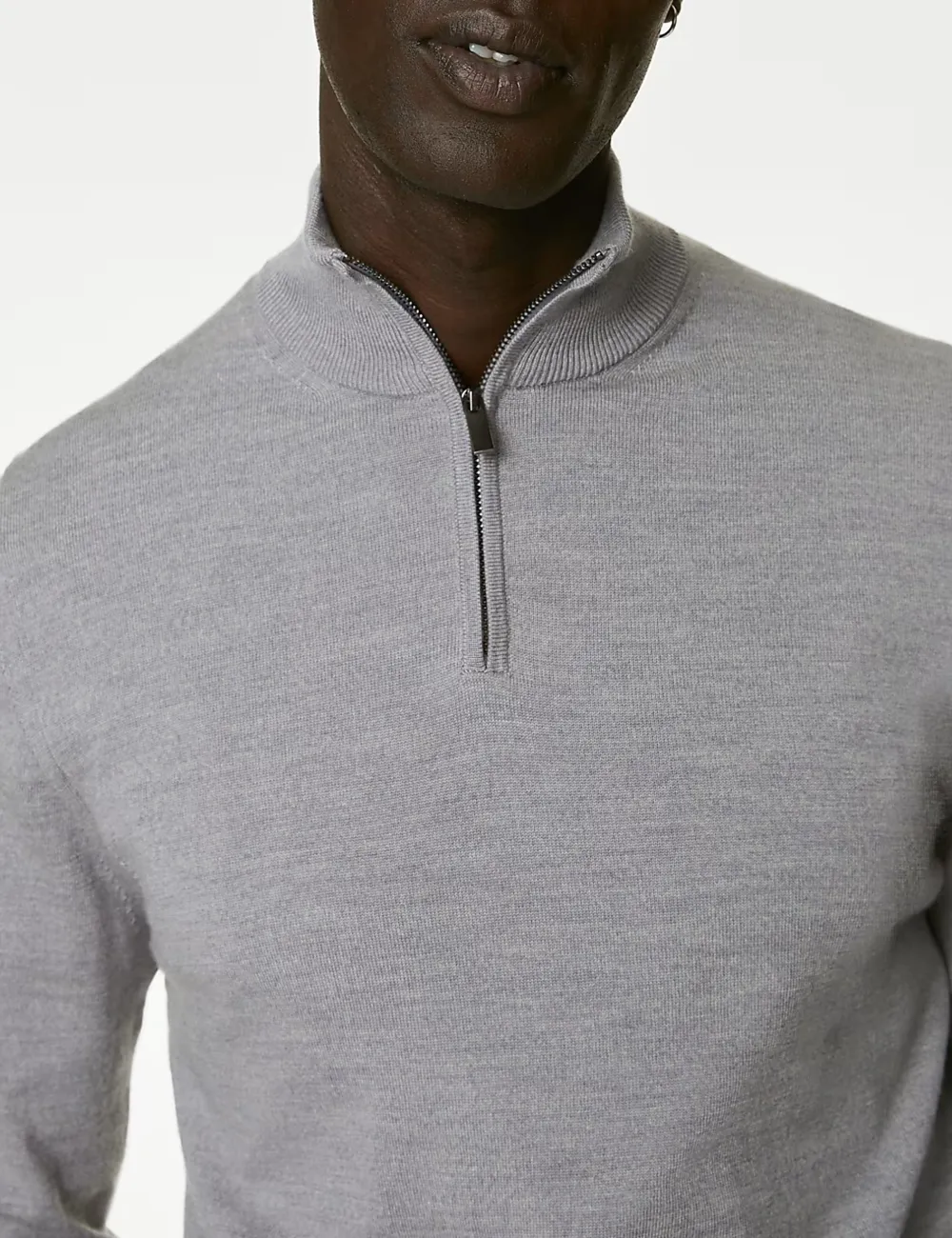 Pure Extra Fine Merino Wool Half Zip Jumper