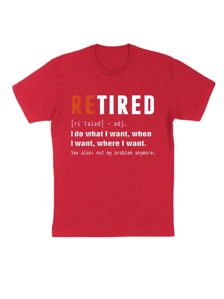 Funny Retired Definition Cotton Short Sleeve Graphic T-Shirt