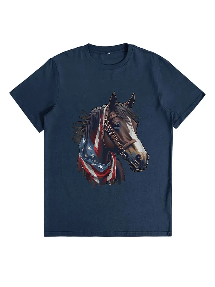 Usa 4Th Of July Horse On Patriotic American Horse Women T-Shirt