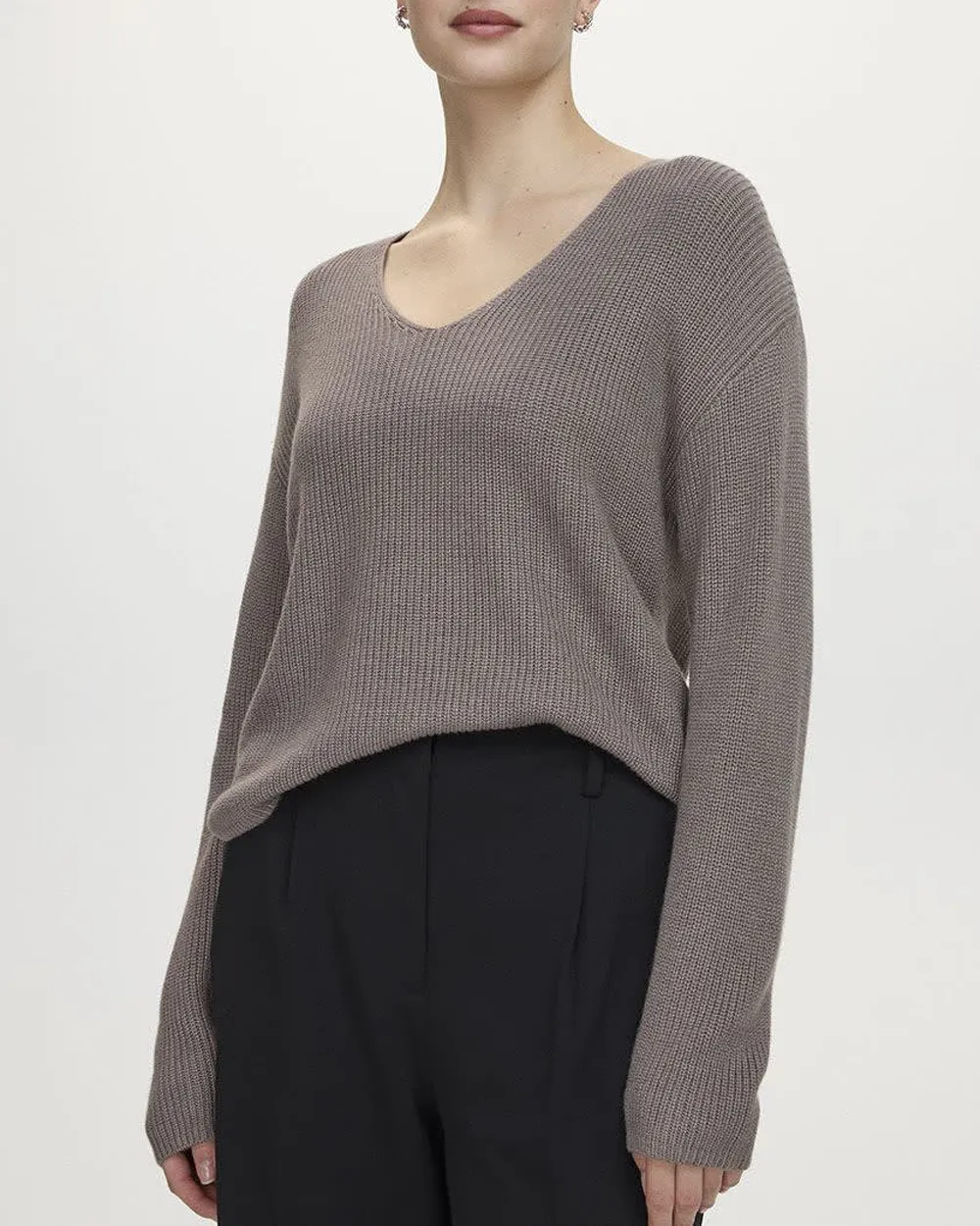 Cashmere-Blend V-Neck Sweater