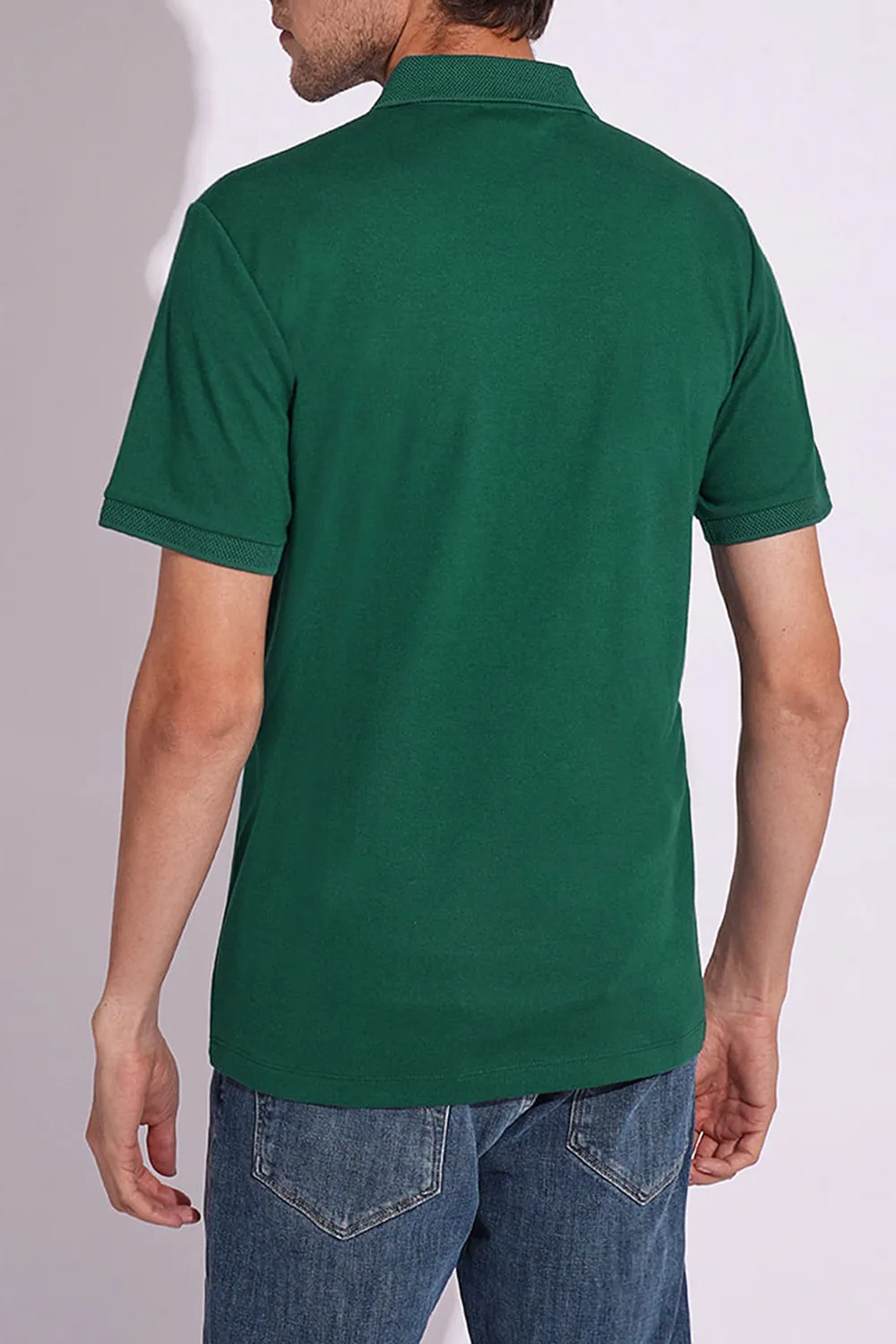 Green Organic Cotton Zipped Polo