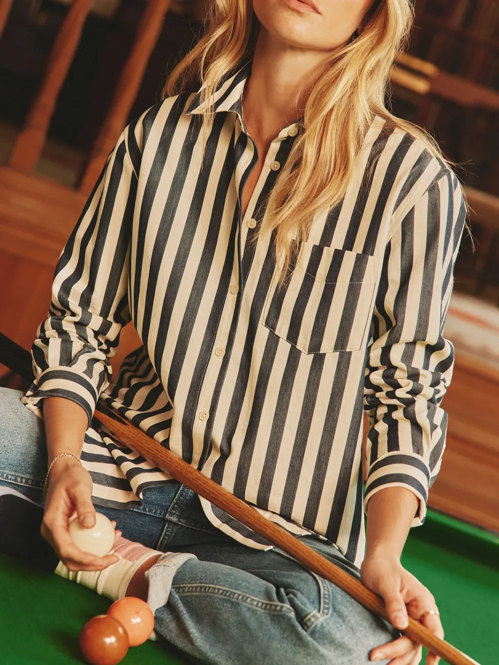 Daily Amilla Red & Cream Stripe Shirt