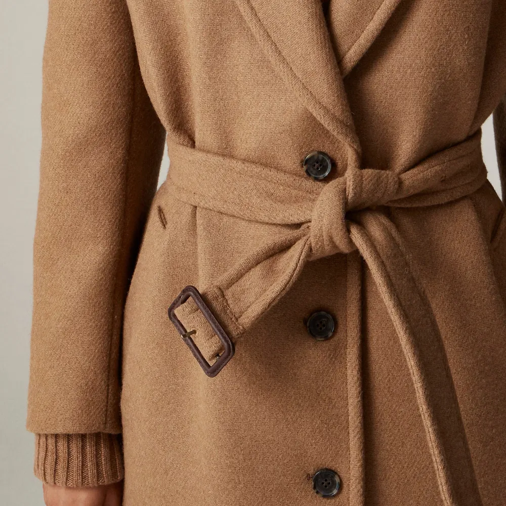 Wrap trench coat  double-faced wool blend