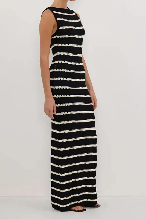 SAM STRIPE BOAT NECK MAXI DRESS