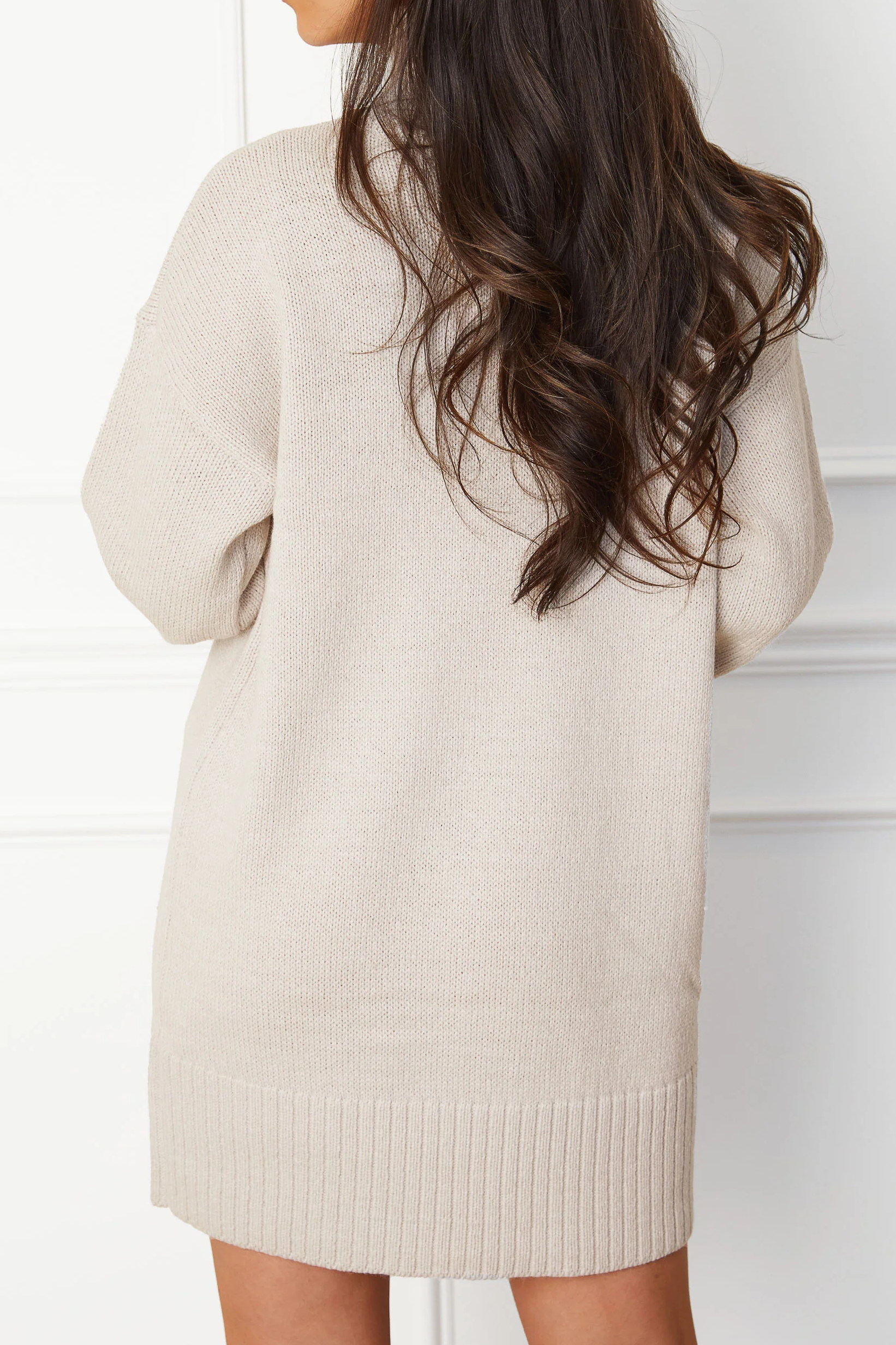 Bone Turtleneck Sweater Dress