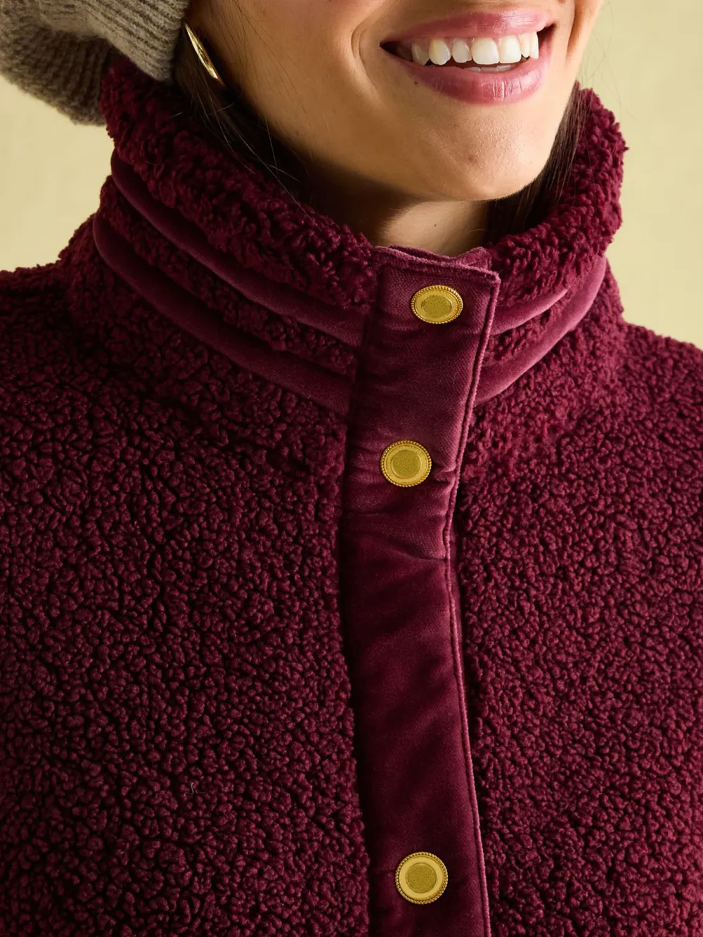 Velvet Trims Fleur Red Fleece Jacket