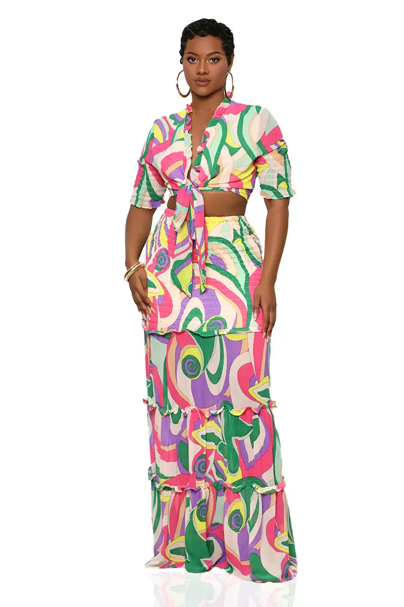 Chic Retreat Skirt Set (Purple Multi)