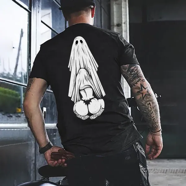 Oral Sex with Ghost Dirty Love Casual Black Print T-shirt