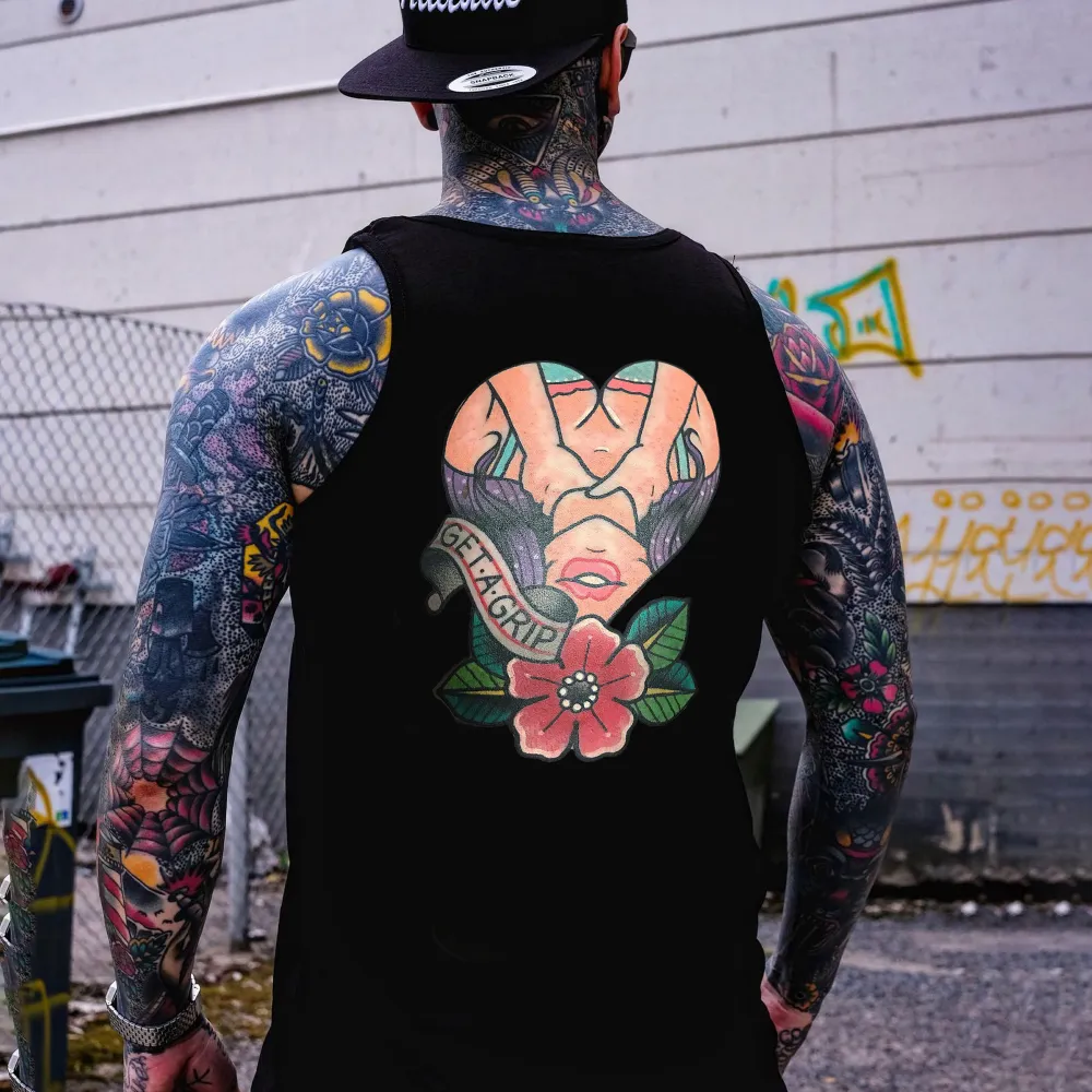 Get a Grip Round Neck Print Men's Vest