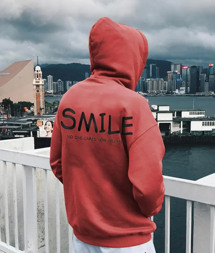 Smile No One Cares How You Feel Fun Monogram Hoodie