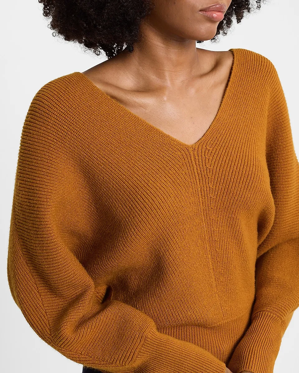 Ribbed V-Neck Banded Bottom SoHo Sweater